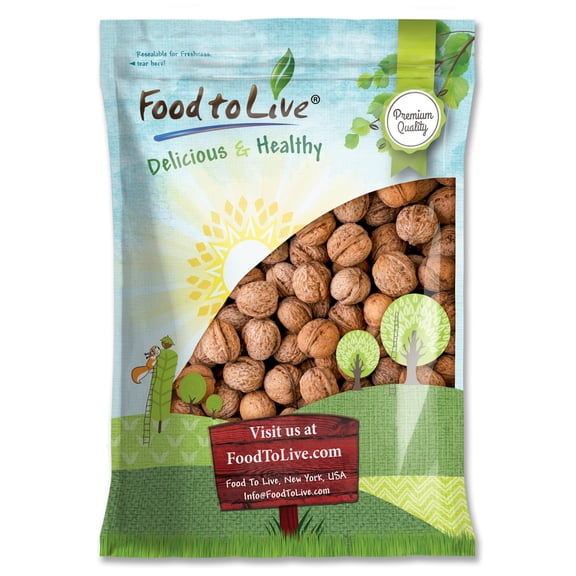 Food to Live Jumbo Walnuts in Shell, 5 Pounds California Chandler Variety. Fresh, Raw, Kosher, Bulk