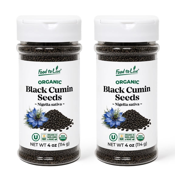 Food to Live Organic Black Cumin Seeds, 4 oz (Pack of 2) - Kosher, Vegan, Bulk, Non-GMO, Raw