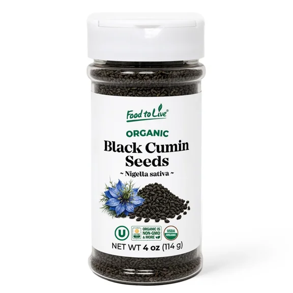 Food to Live Organic Black Cumin Seeds, 4 oz (Pack of 1) - Kosher, Vegan, Bulk, Non-GMO, Raw