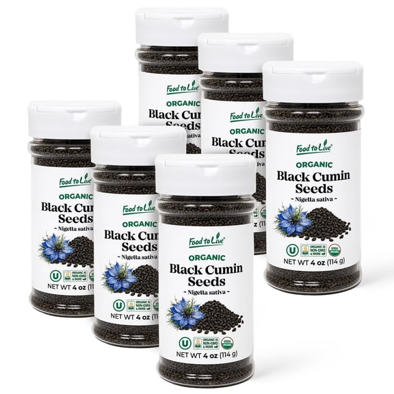Food to Live Organic Black Cumin Seeds, 4 oz (Pack of 6) - Kosher, Vegan, Bulk, Non-GMO, Raw