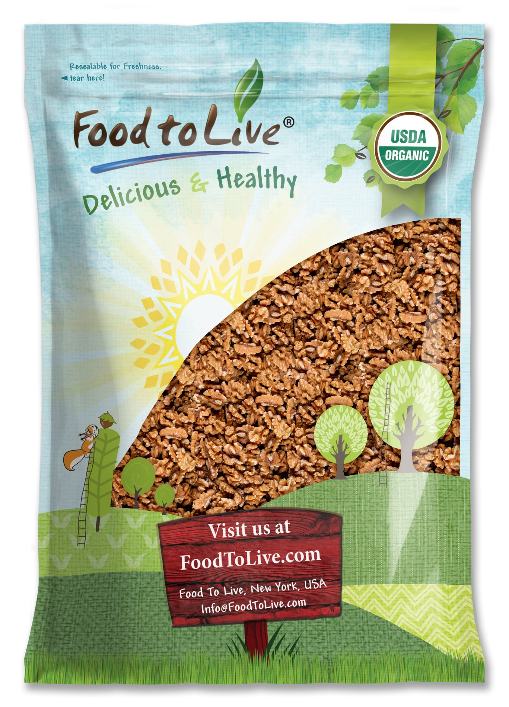 Food to Live, Organic California Walnuts, 7.5 Pounds, Non-GMO