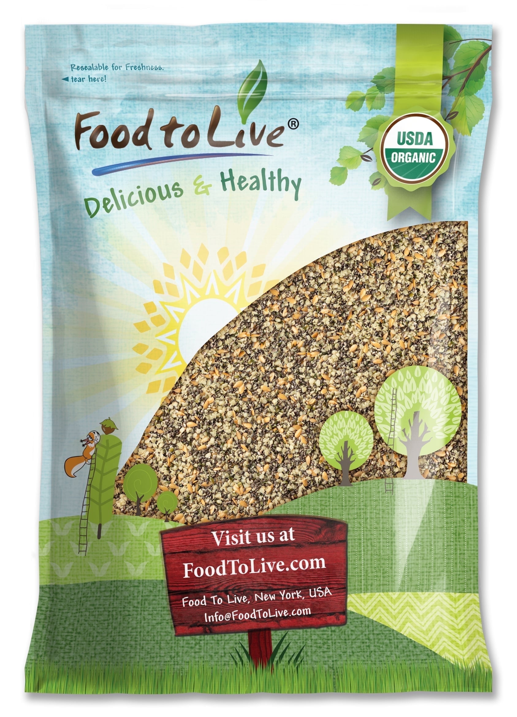 Food to Live Organic Chia, Flax, and Hemp Seeds Mix, 10 Pounds - Non-GMO Blend - by Food to Live