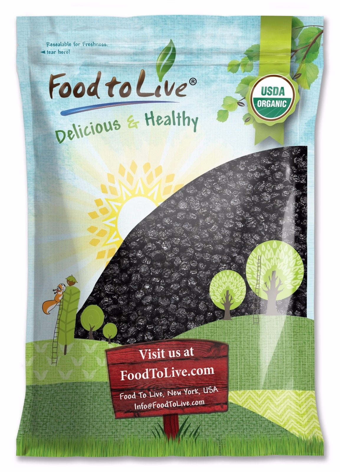 Food to Live, Organic Dried Blueberries, 12 Pounds, Non-GMO, Kosher