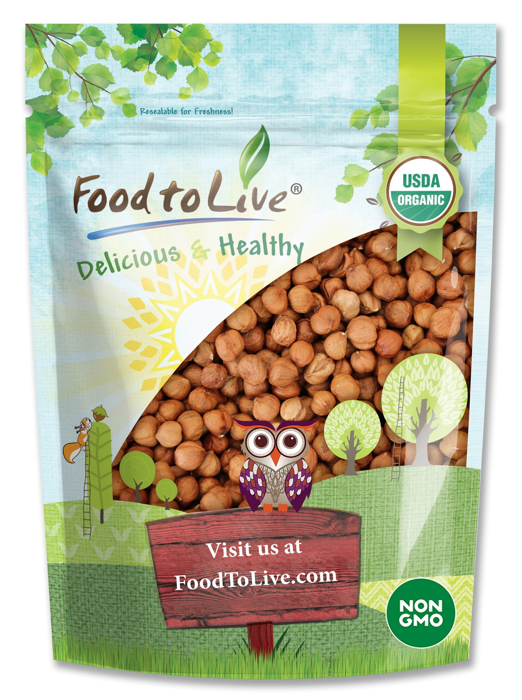 Food to Live, Organic Hazelnuts, 4 Pounds, Non-GMO, Kosher
