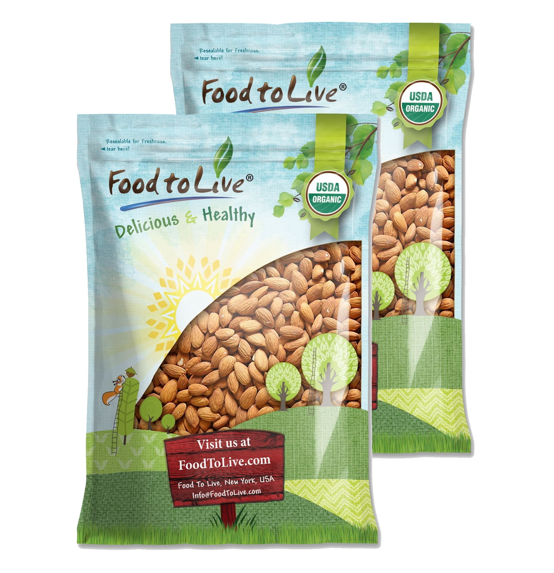 Organic Imported Raw Almonds, 18 Pounds - Non-GMO, Kosher, No Shell, Whole, Unpasteurized, Unsalted, Raw, Vegan - by Food to Live
