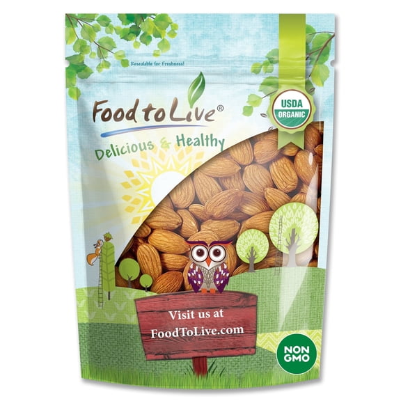 Organic Imported Raw Almonds, 3 Pounds - Non-GMO, Kosher, No Shell, Whole, Unpasteurized, Unsalted, Raw, Vegan - by Food to Live
