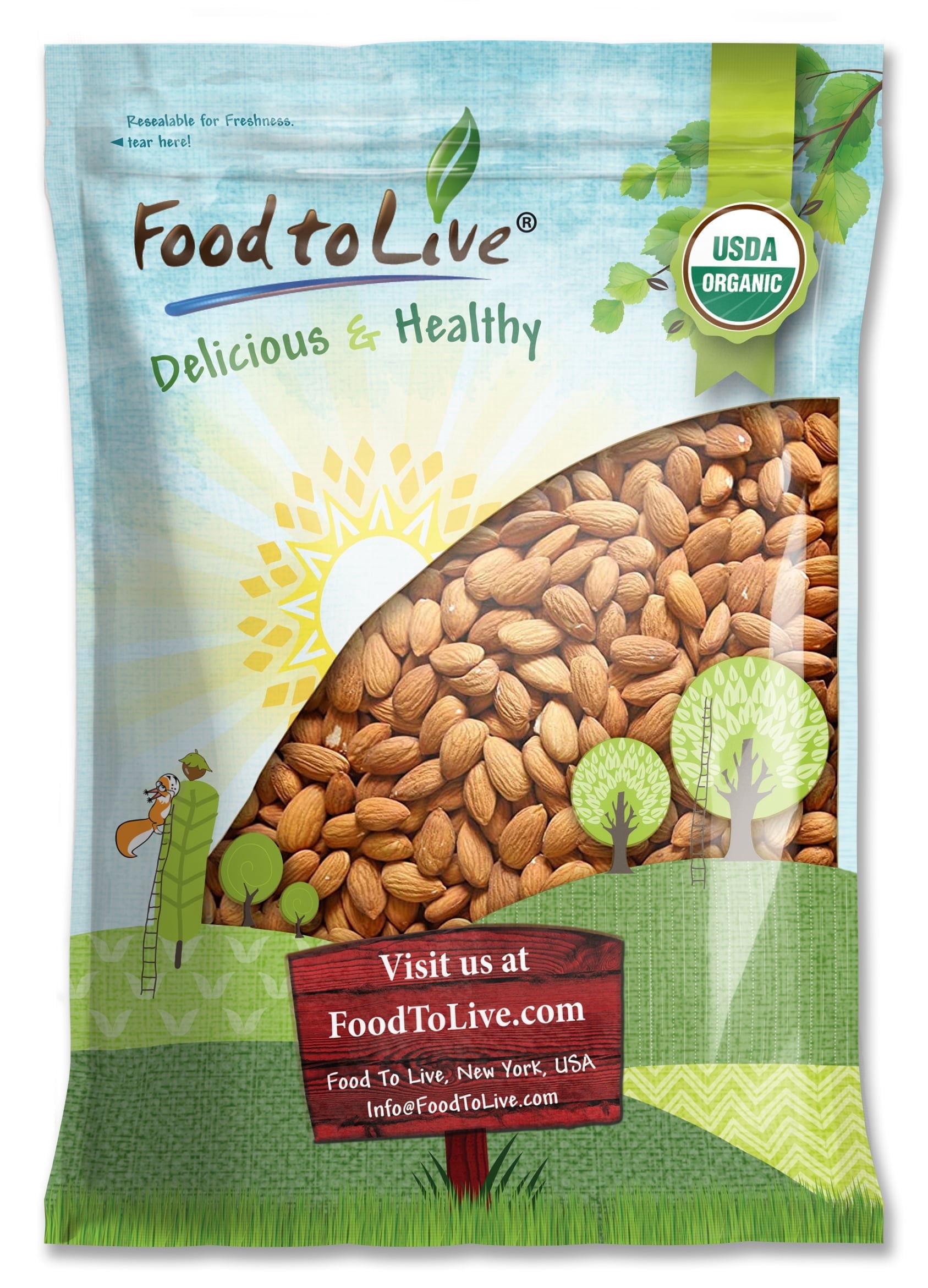Organic Imported Raw Almonds, 8 Pounds - Non-GMO, Kosher, No Shell, Whole, Unpasteurized, Unsalted, Raw, Vegan - by Food to Live