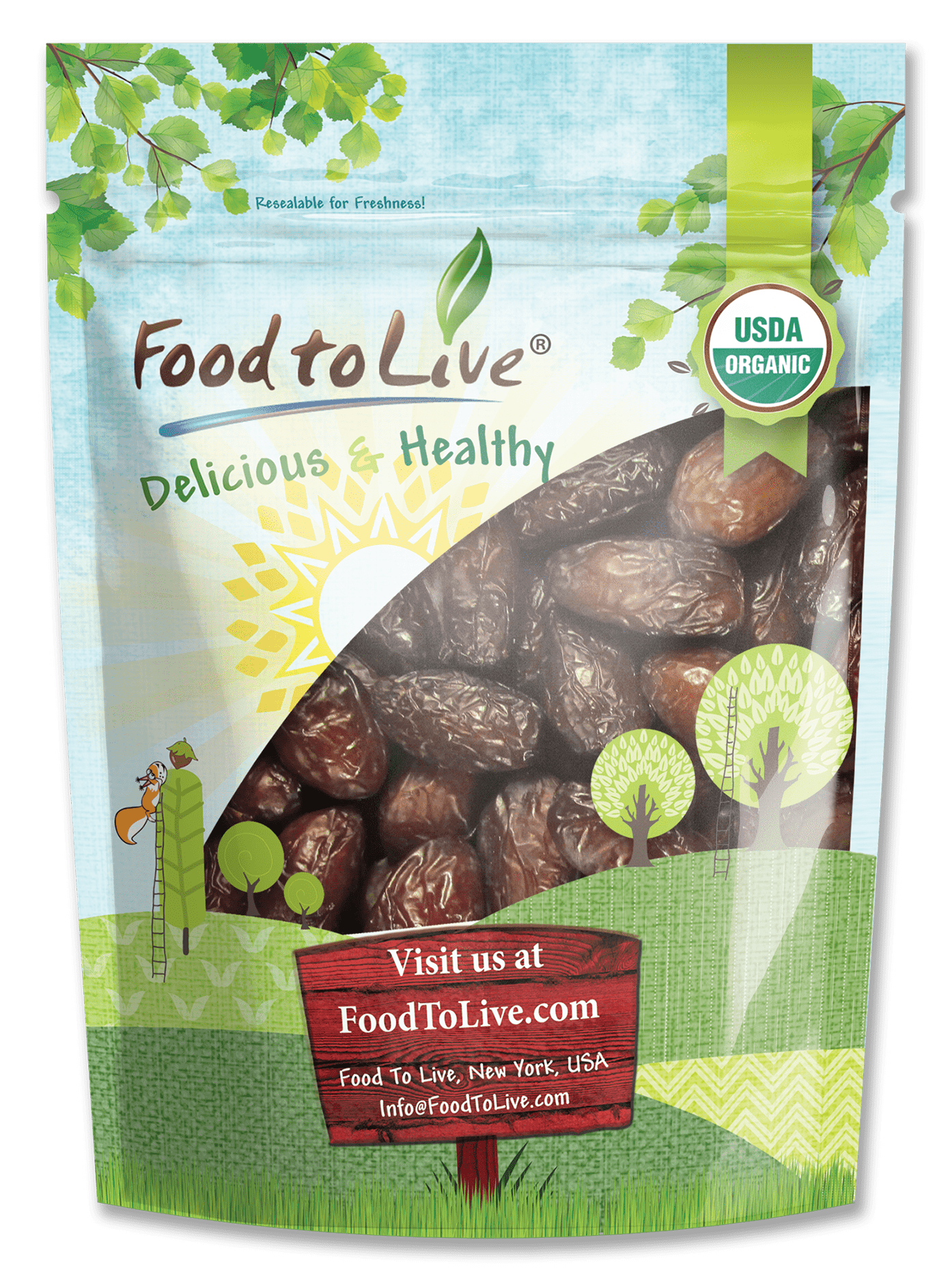 Food to Live, Organic Medjool Dates, 1 Pound, Vegan