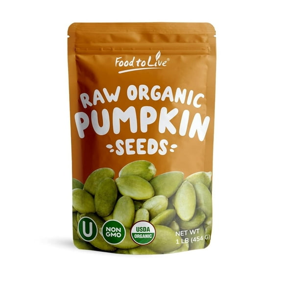Organic Raw Pepitas (Pumpkin Seeds), 1 Pound - Non-GMO, Raw, Kosher, Vegan  by Food to Live