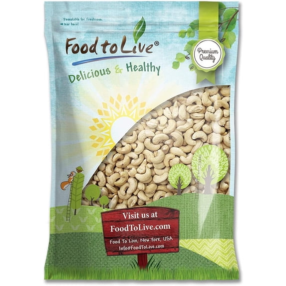Food to Live, Whole Cashews W320, Non-GMO Verified, 10 Pounds, Raw, Vegan