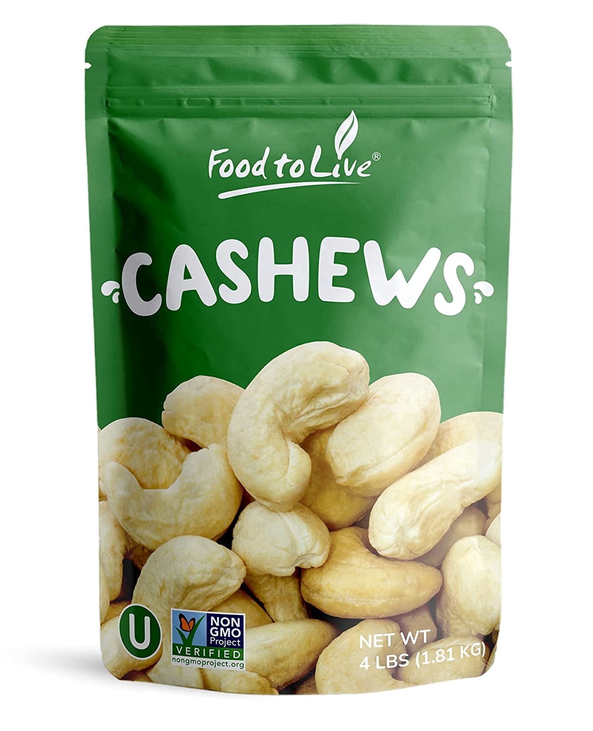 Food to Live, Whole Cashews W320, 4 Pounds, Kosher
