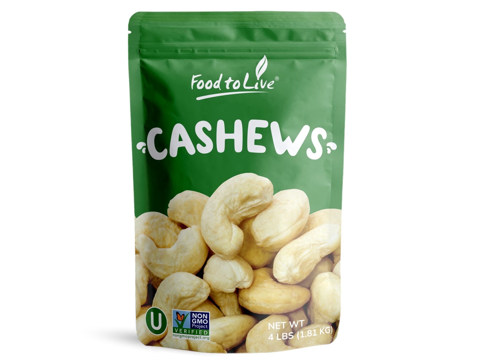 Food to Live, Whole Cashews W320, 4 Pounds, Raw