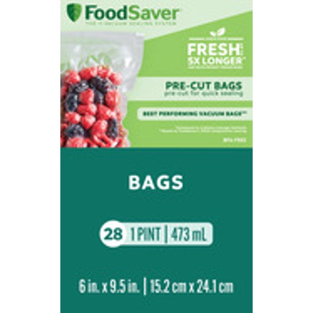 FoodSaver 1Pint Precut Vacuum Seal Bags with Multilayer Construction