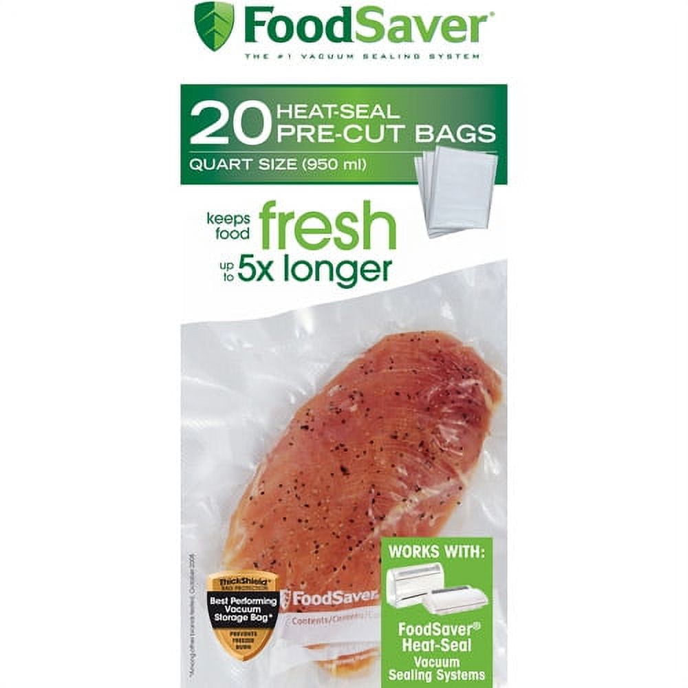 FSFSBF0226NP - Vacuum Seal Pre-Cut Bags, 1 Quart, 44-Count, fits FoodSaver
