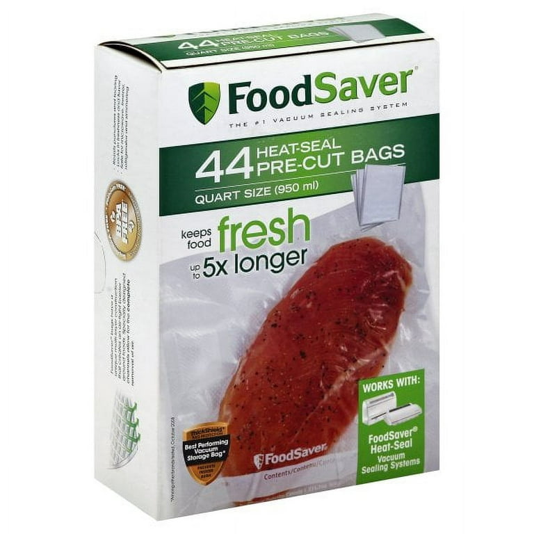 FoodSaver Pre-Cut Heat Seal Bags, Quart - 44 count