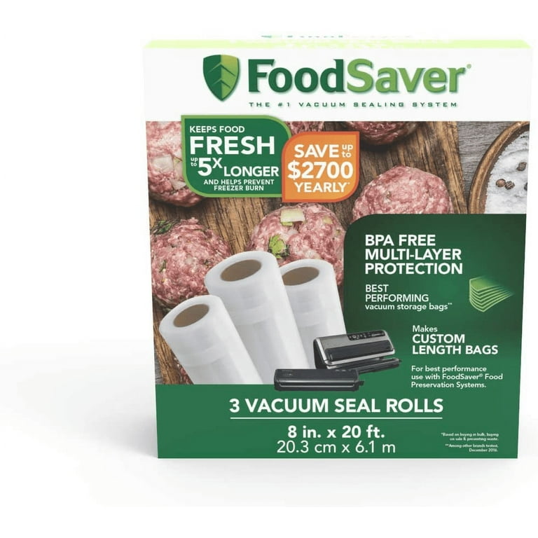 FoodSaver Vacuum Seal Rolls Multi-Pack, 3 Rolls (11 x 16') and 2 Rolls (8  x 20'), Clear 