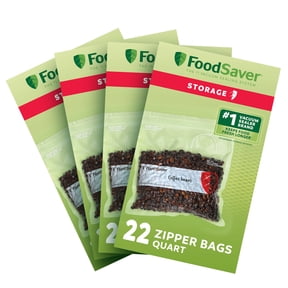 FoodSaver 88 Pack Reusable Quart Vacuum Zipper Bags, BPA-Free Freezer Storage