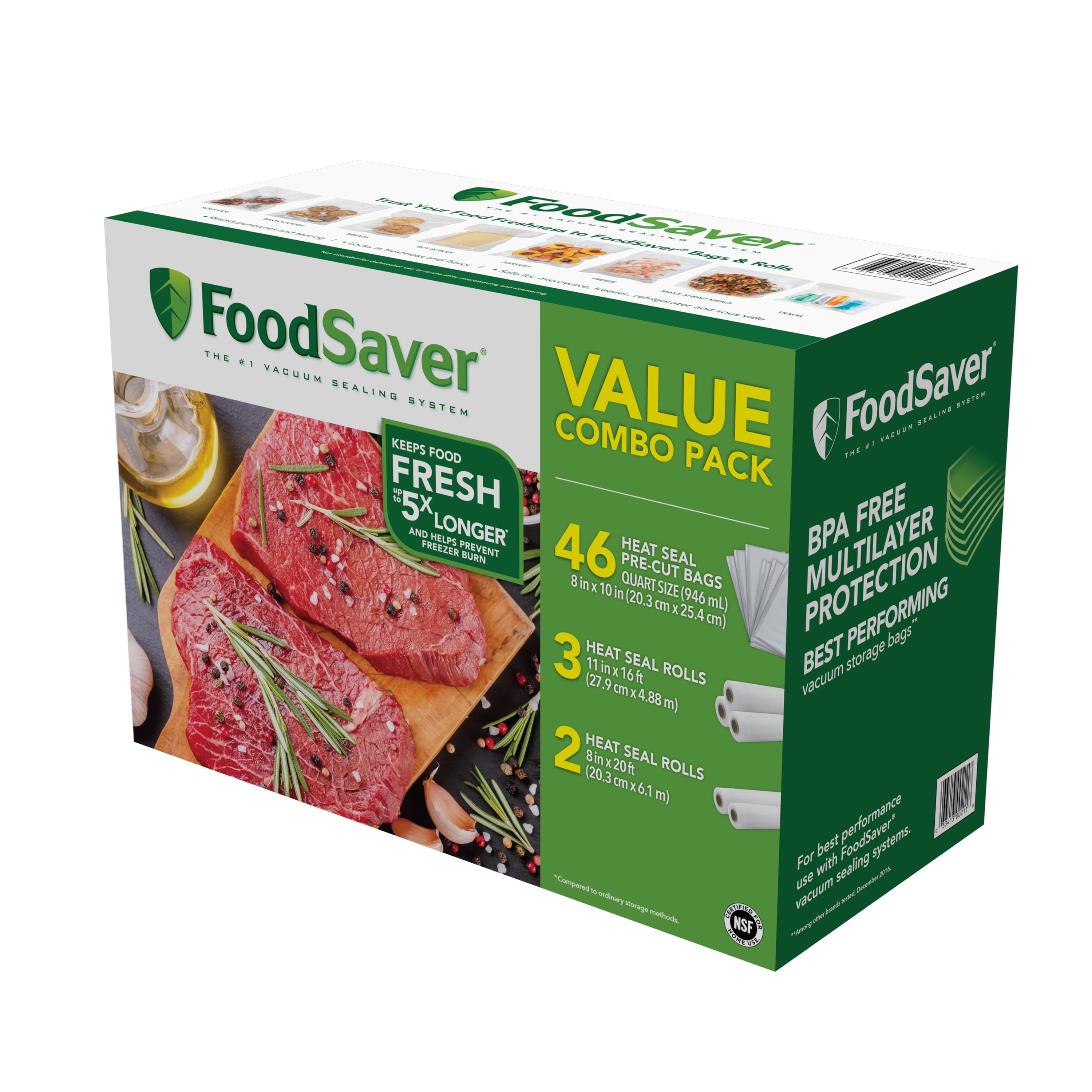 FoodSaver Bags and Rolls Combo Value Pack, Clear, Plastic 