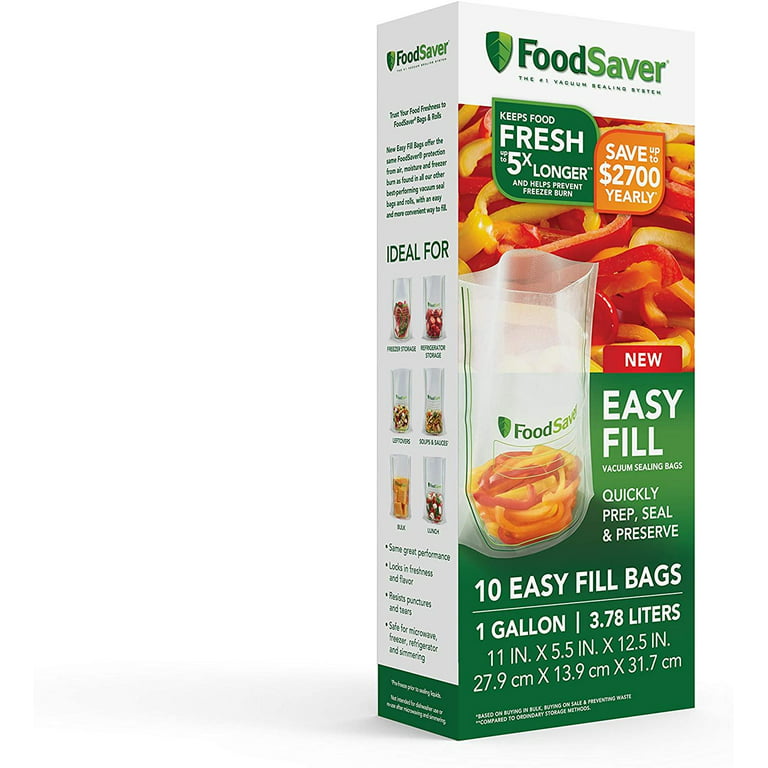 Foodsaver Easy Fill 1 Gallon Vacuum Sealer Bags, 10 Count