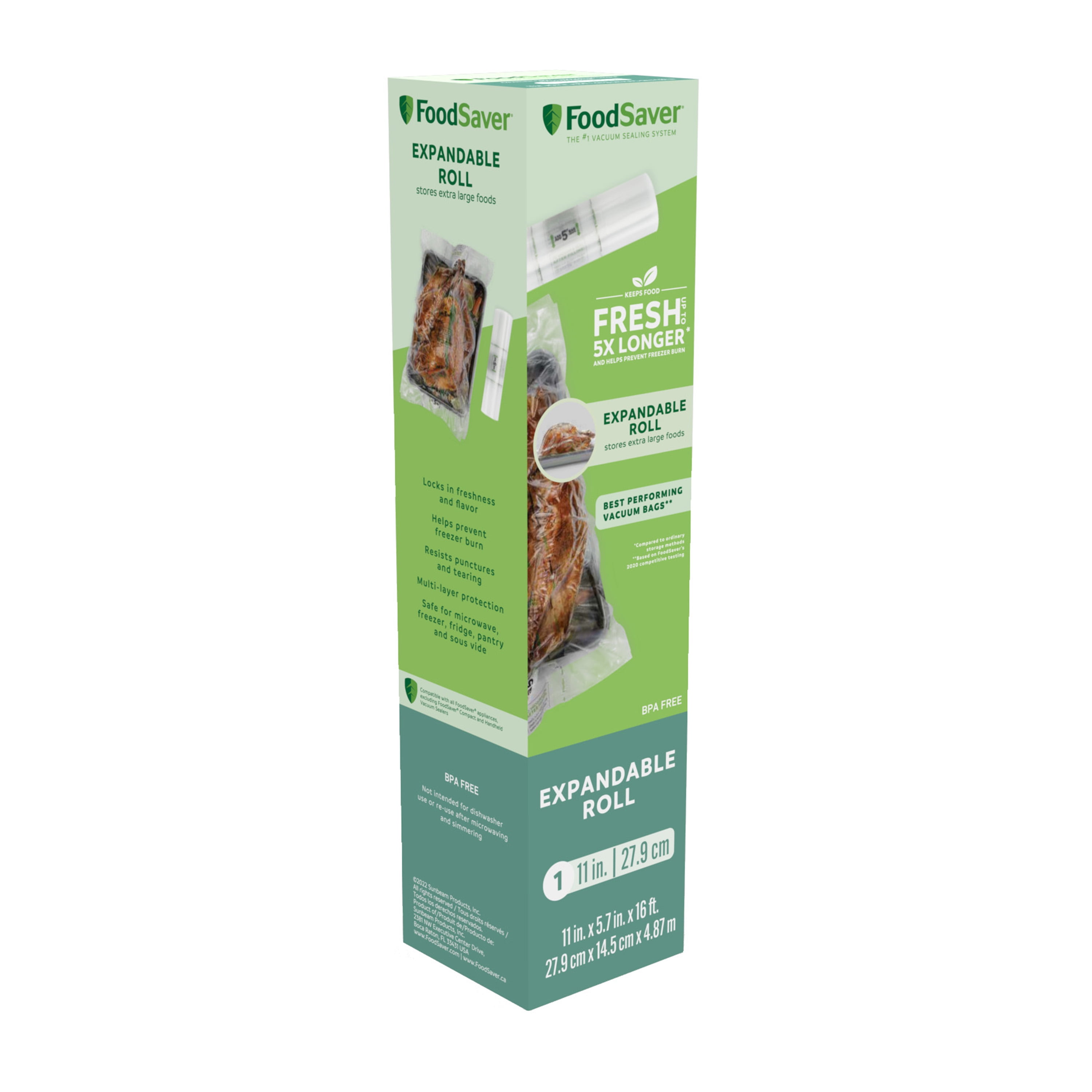FoodSaver Expandable 11 in. Vacuum Seal Roll, 11" x 16', 1 Pack