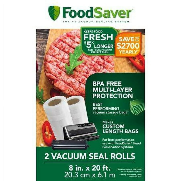 Vacuum Sealer Bags Rolls 8'' x 20' x 2 Packs, Bonsenkitchen Vacuum Seal Bag  for Food Saver