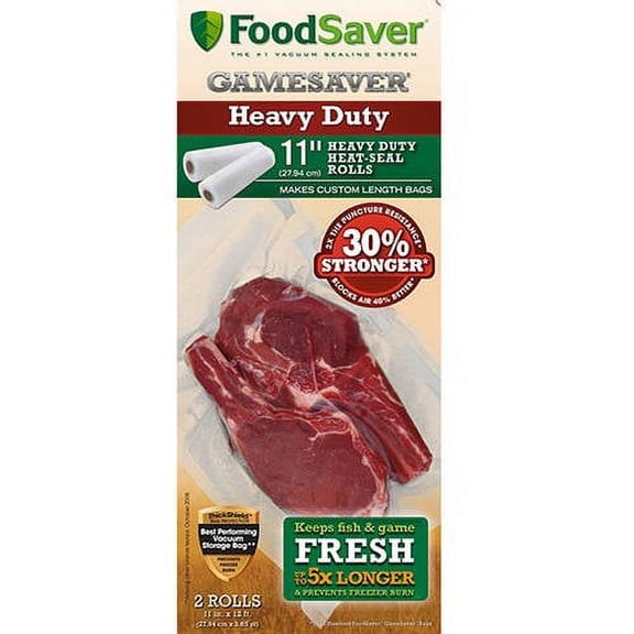 FoodSaver GameSaver 11" x 12' 1-Gallon Heavy-Duty Vacuum Seal Rolls, 2 Pack