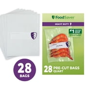 FoodSaver Heavy Duty Quart Vacuum Seal Bags, 28 Count, BPA-Free Freezer Bags, 30% Thicker for Food Storage, Sous Vide, and Meal Prep