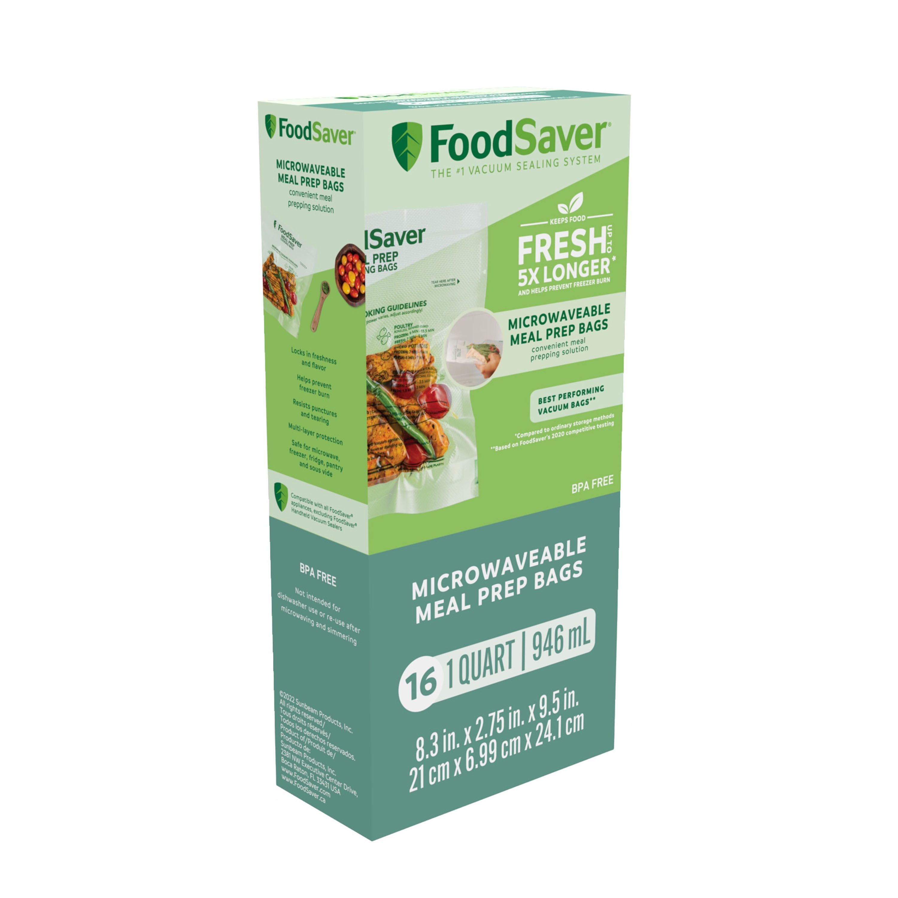 Foodsaver Microwavable Meal Prep Bags, 1 Quart, 16 ct