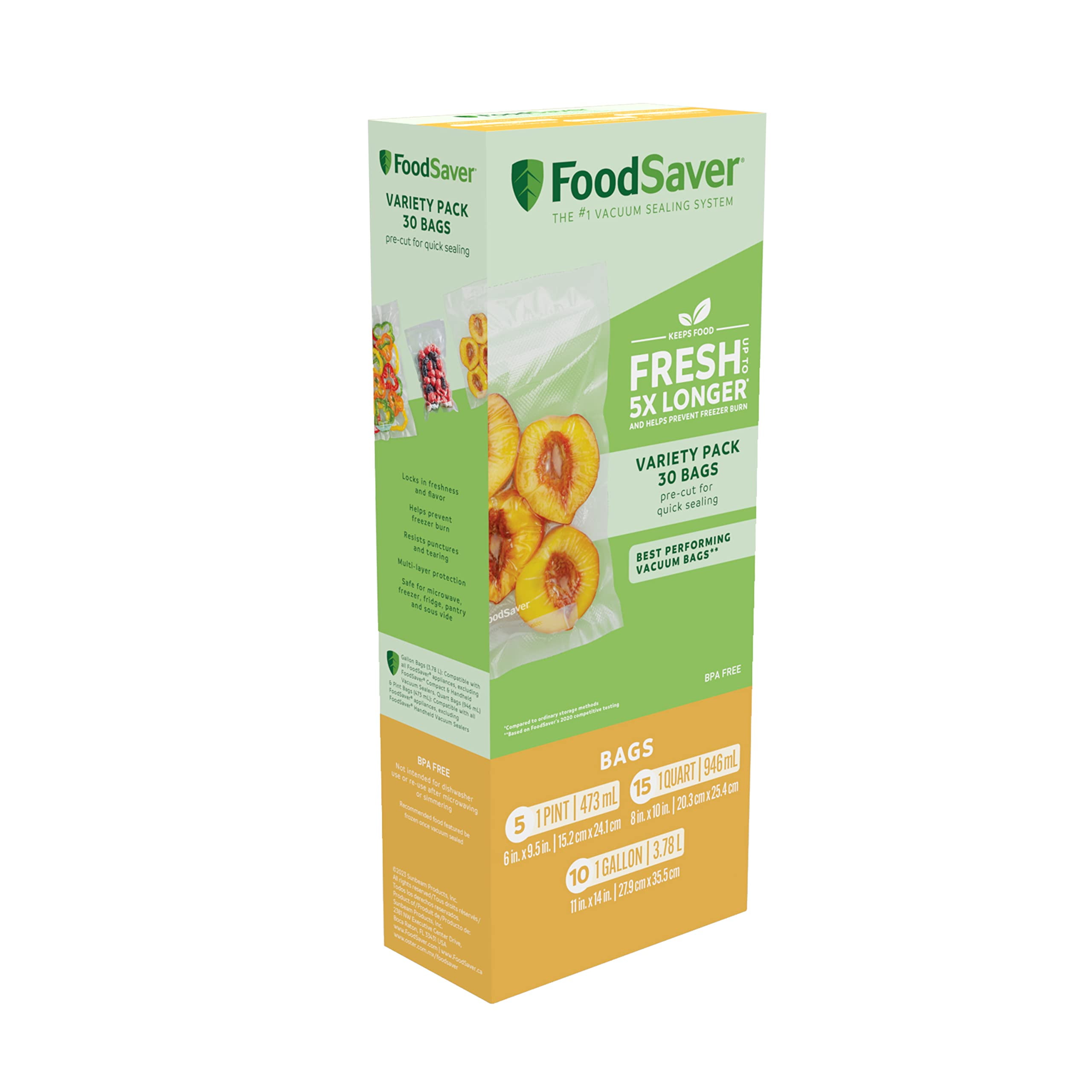 FoodSaver Premium Vacuum Sealer Bags, Multisize Variety Pack, 30Count