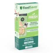FoodSaver Reusable Quart Vacuum Zipper Bags, 10 Count BPA-Free Storage Bags for Food, Sous Vide, and Meal Prep, Compatible with Handheld Sealers