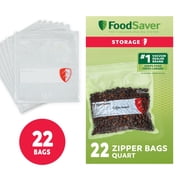 FoodSaver Reusable Quart Vacuum Zipper Bags, 22 Count BPA-Free Storage Bags for Food, Sous Vide, and Meal Prep, Compatible with Handheld Sealers