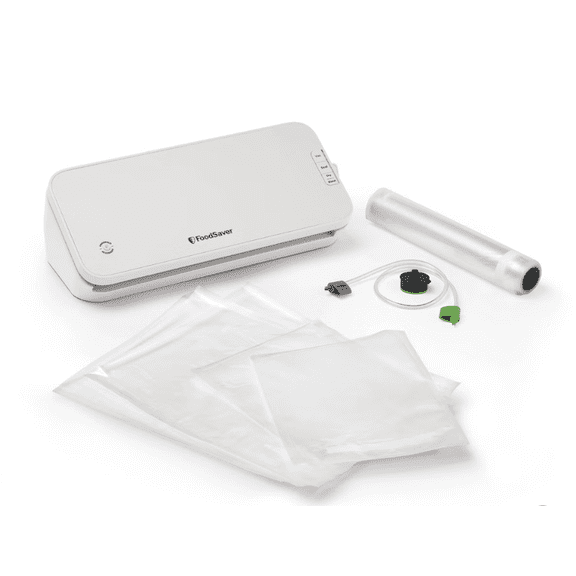 FoodSaver Select Vacuum Sealer with Bags and Roll, Oatmilk Color, VS2120: 5-Year Warranty, Plastic, Spot Clean, 6.9 lbs, 17.9" Width