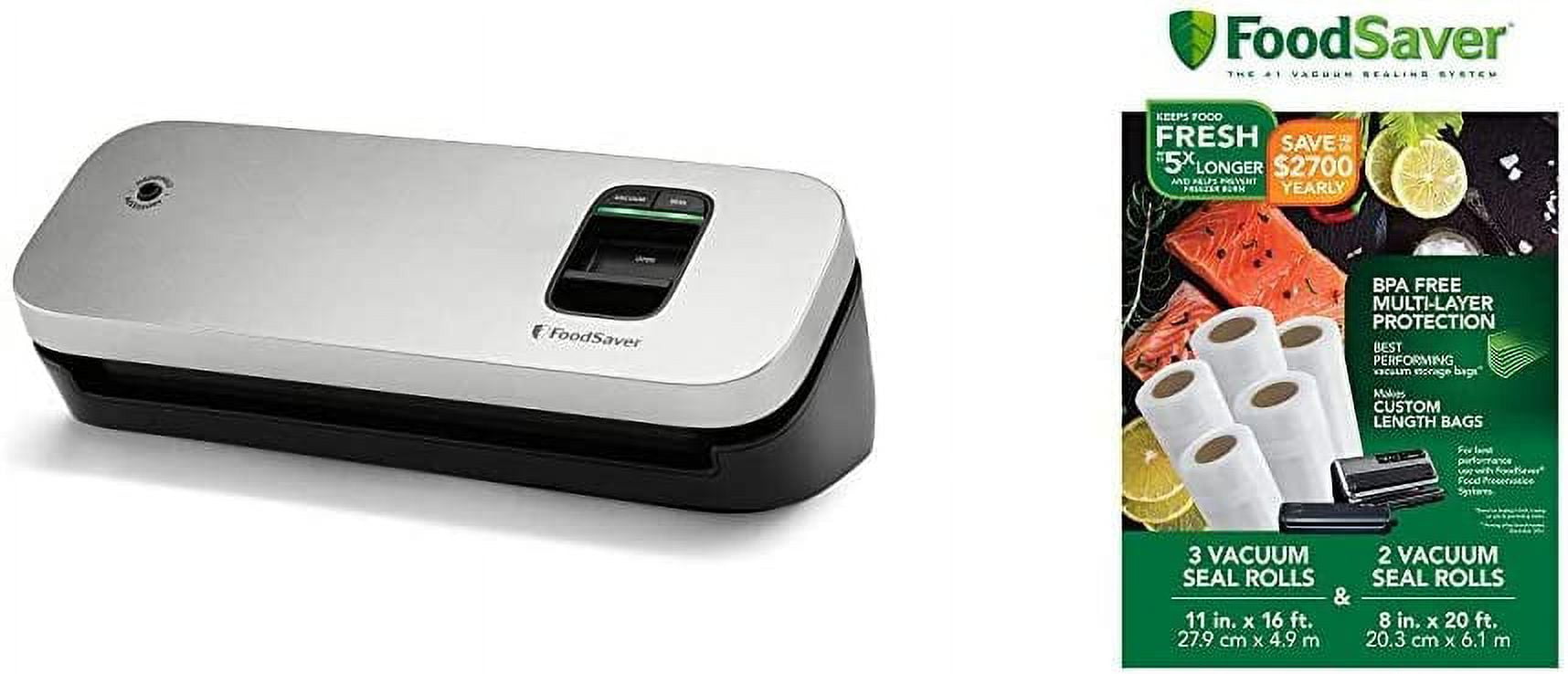 FoodSaver Space Saving Vacuum Sealer Machine with Sealer Bags and Roll