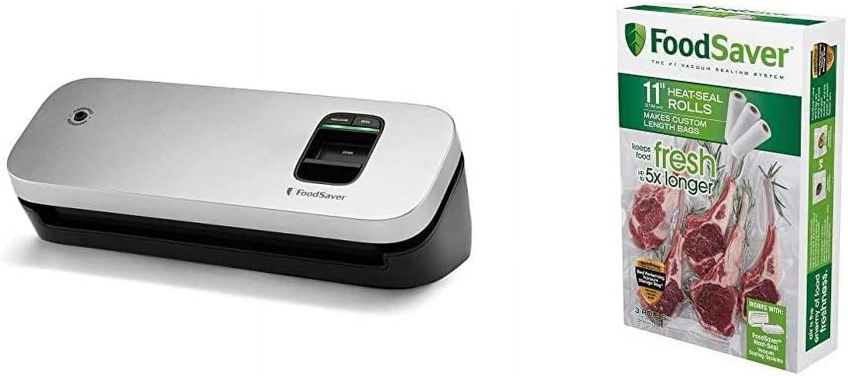 FoodSaver Space Saving Vacuum Sealer Machine with Sealer Bags and Roll