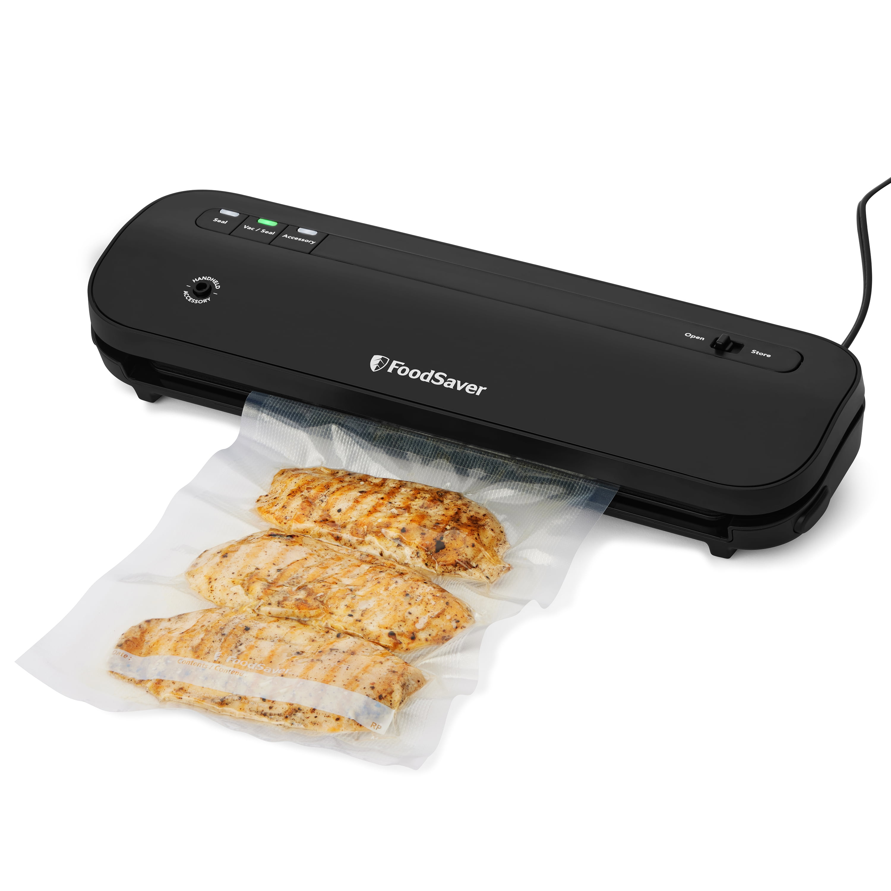 FoodSaver Space Saving Vacuum Sealing System Starter Kit, Black, Vacuum Bags and Accessories Included
