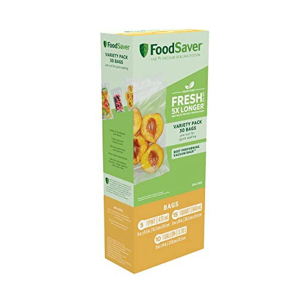 FoodSaver Vacuum Sealer Bags, Variety Pack, 30Count, 5 Pintsized, 15 Quartsized, 10 Gallon