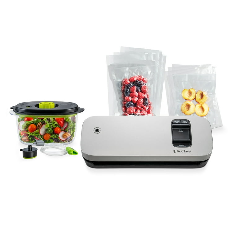 FoodSaver Space-Saving Vacuum Sealer with Bags and Roll Black in 2023