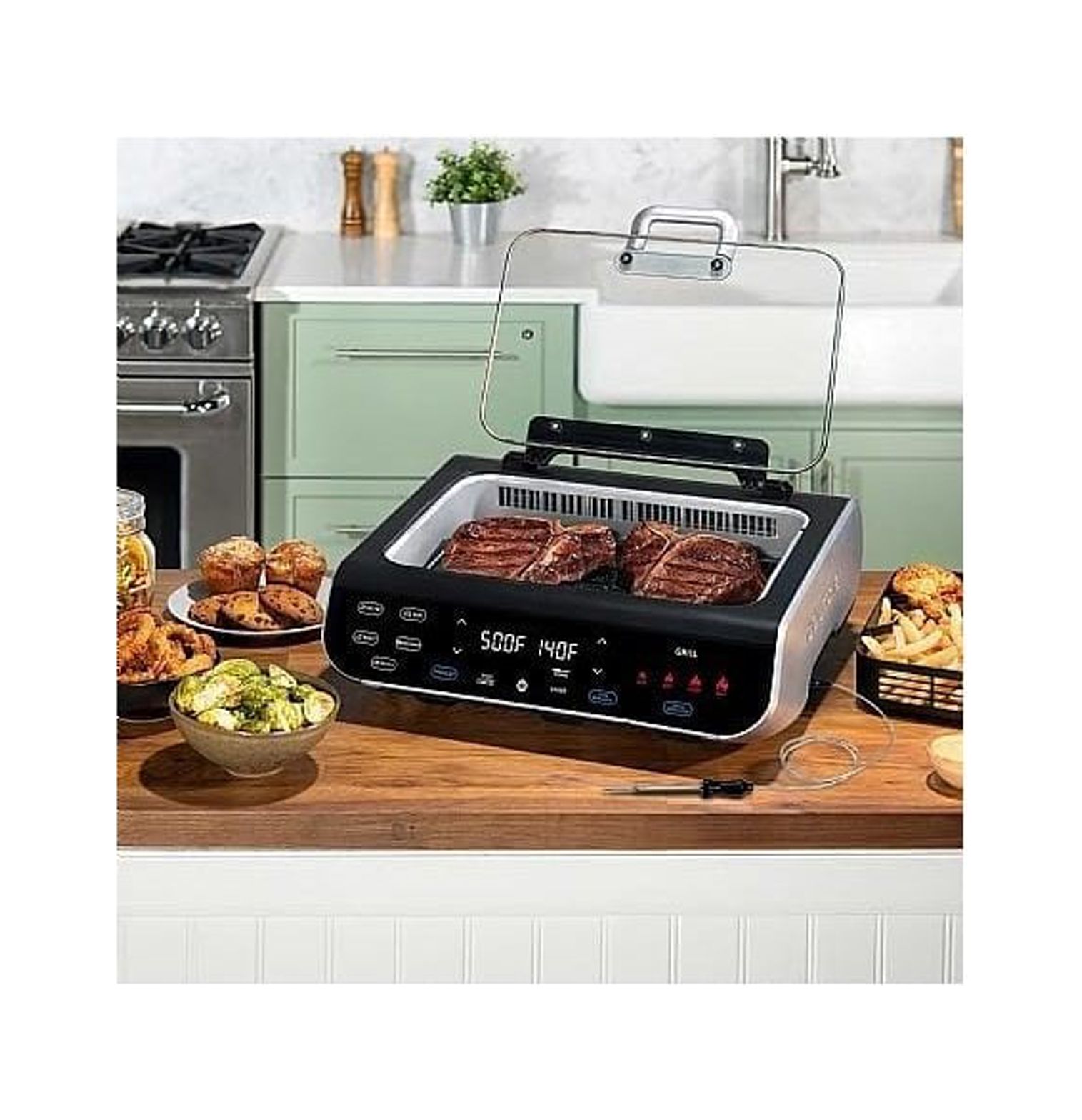 FoodStation Smokeless Grill, Griddle & Air Fryer with with Smoke