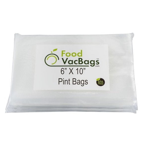 FoodVacBags 100 Pint 6" x 10" Embossed Vacuum Seal Bags - Compatible with FoodSaver - BPA-Free, Commercial Grade Food Storage Bags, Freezer Safe - Seal a Meal in Food Sealer Bags