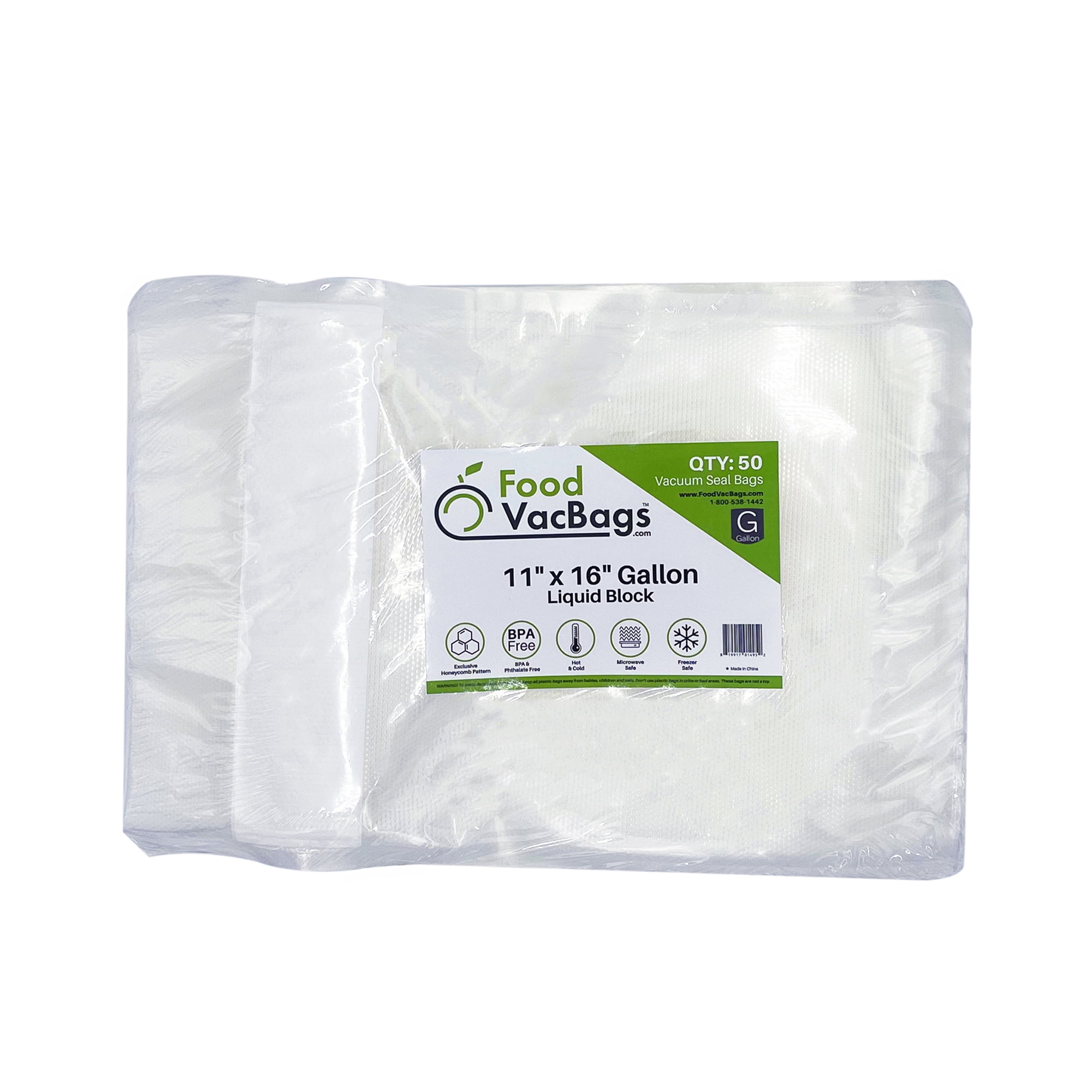 FoodVacBags - 11 x 16 Liquid Block Gallon Vacuum Seal Bags - 50