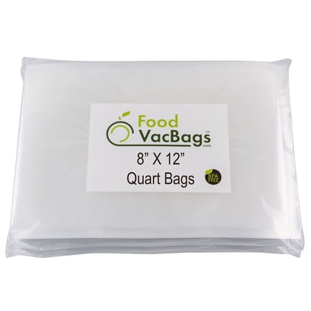 FoodVacBags 8" x 12" Quart 100 Vacuum Seal Bags - Food Saver Storage Bags, Seal a Meal Food Sealer Bags - Commercial Grade BPA-Free Pouches, Freezer Safe, Food Storage Bags, Vacuum Sealer Bags