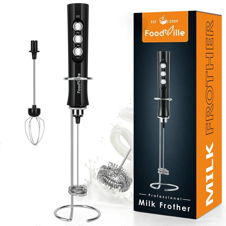 FoodVille MF02 Rechargeable Handheld Milk Frother, Foam Maker for 