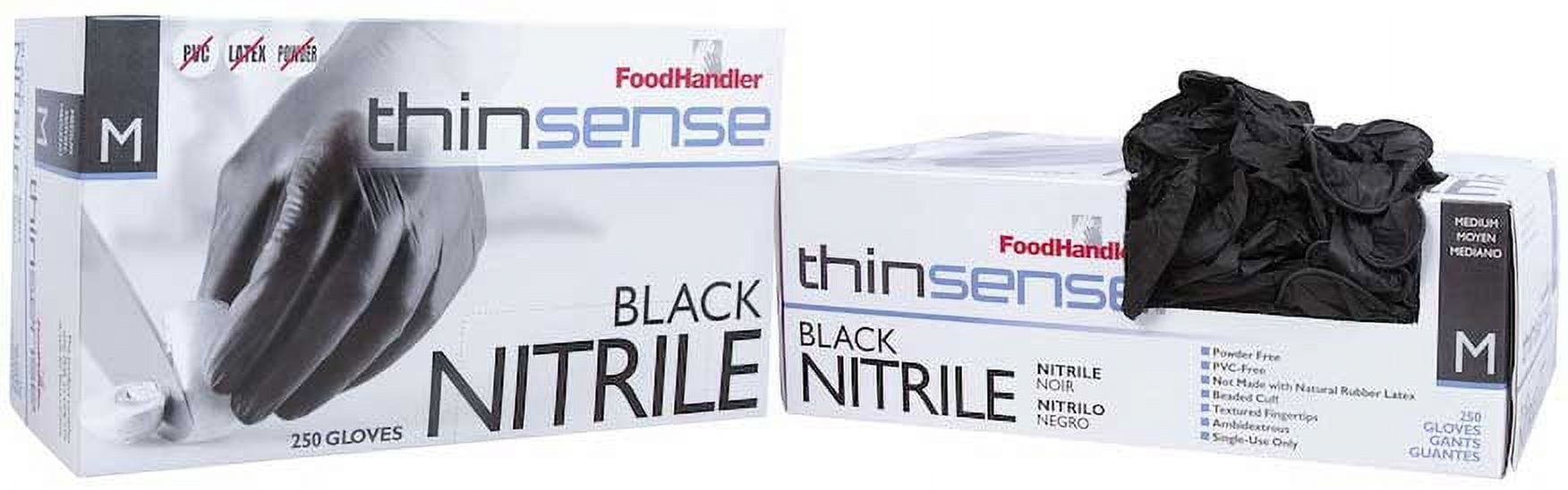Foodhandler Thinsense Medium Black Powder Free Nitrile Glove 1000 per case.