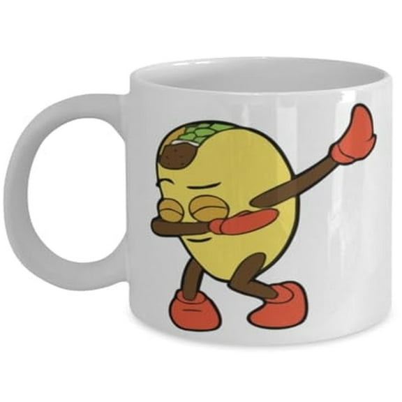 Foodie 11 oz Coffee Mug - Dabbing Mexican Taco White Ceramic Gift