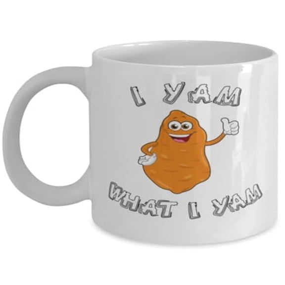 Foodie 11 oz Coffee Mug - I Yam What I Yam White Ceramic Gift