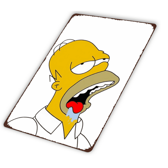 Foodie Homer Simpson Tin Sign Mmm Drooling In A Daze Metal Poster Retro Plaque Vintage Wall Decor Gift For Garden Garage Classroom Library Living Room Men Cave School 8x12 Inch