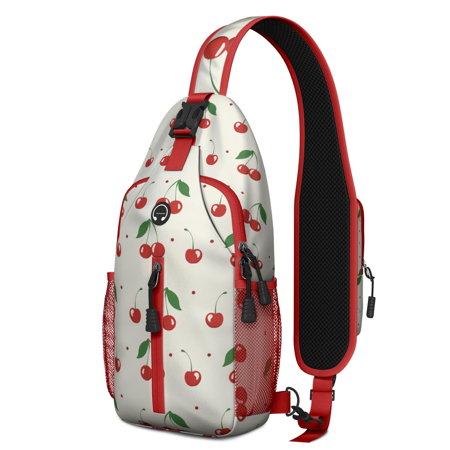 Foodie Sling Backpack with Fun Sushi and Japanese Food Pattern – Lightweight Outdoor Shoulder Bag with Breathable Padding, Reversible Strap, Secure Zippers, Perfect for Sushi Parties and Travel