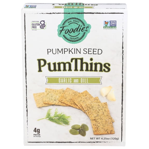 Foodies Thins Pumpkin Garlic Dill 4.25 oz (Pack of 6)