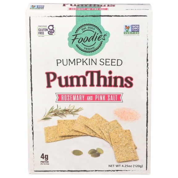 Foodies Thins Pumpkin Rosemary Pink Salt 4.25 oz (Pack of 6)