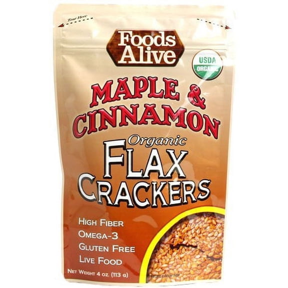 Foods Alive Maple Cinnamon Flax Crackers, 4 Oz